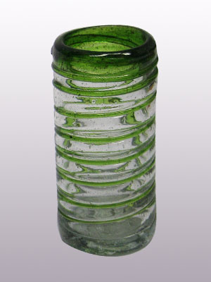Wholesale Tequila Shot Glasses / 'Emerald Green Spiral' Tequila shot glasses  / Emerald green threads spinned to embrace these gorgeous shot glasses, perfect for parties or enjoying your favorite liquor.